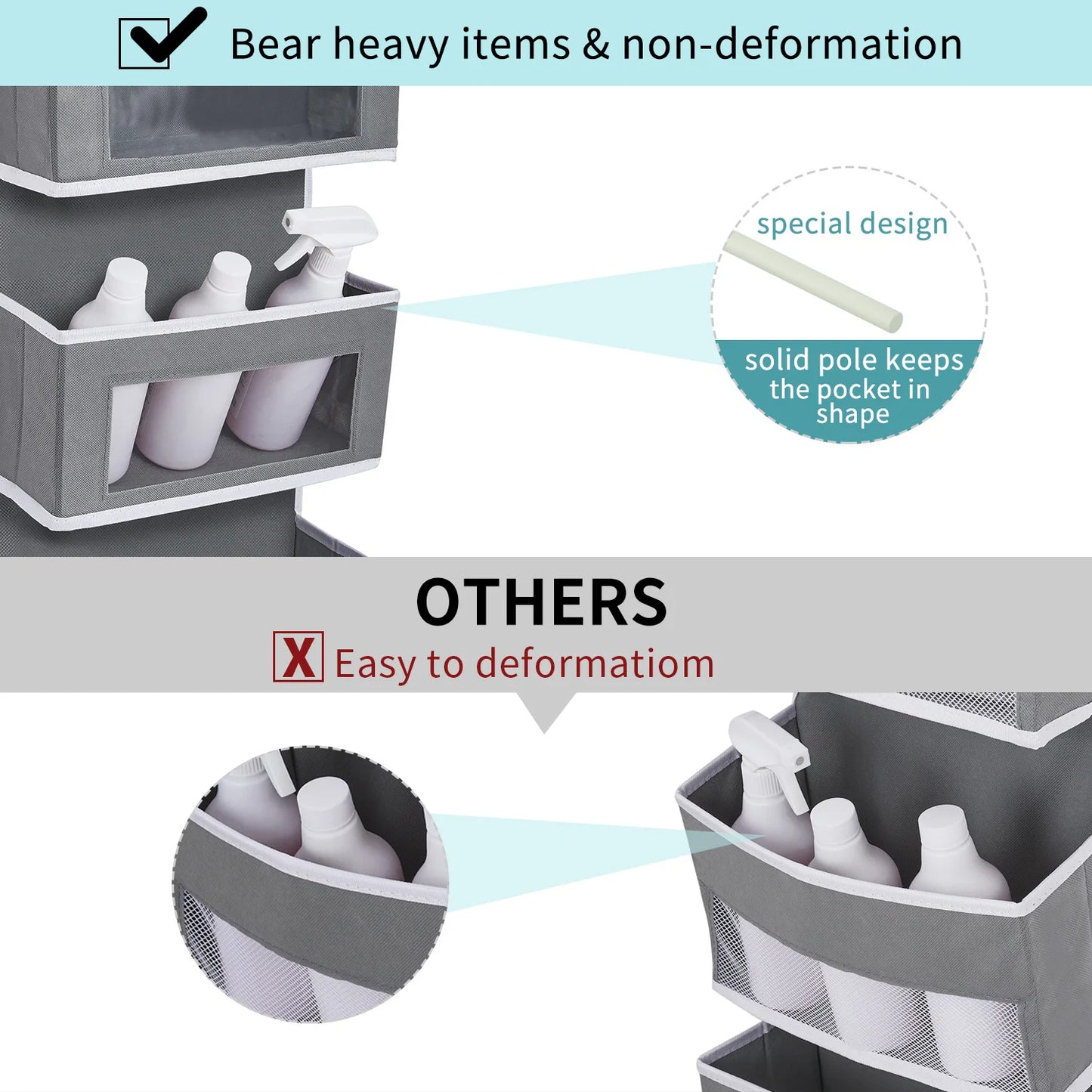 Over the Door Hanging Organizer – 1–5 Pockets, Wall Mount