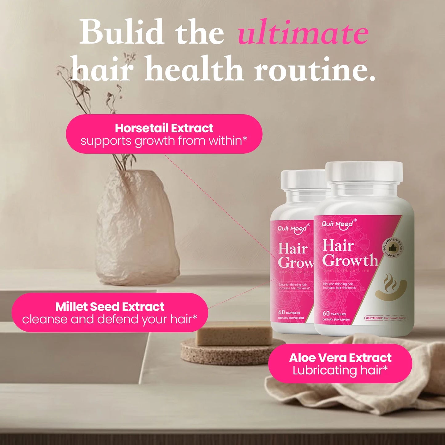 Hair Growth Capsules with Collagen Type II & Biotin – Thicker, Stronger Hair | 60 Capsules | 30-Day Supply Peaceful Pleasures Health and Wellness