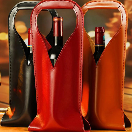 Reusable Leather Wine Gift Bag | Double Layer Bottle Tote Wine Gift Bag Peaceful Pleasures Health and Wellness