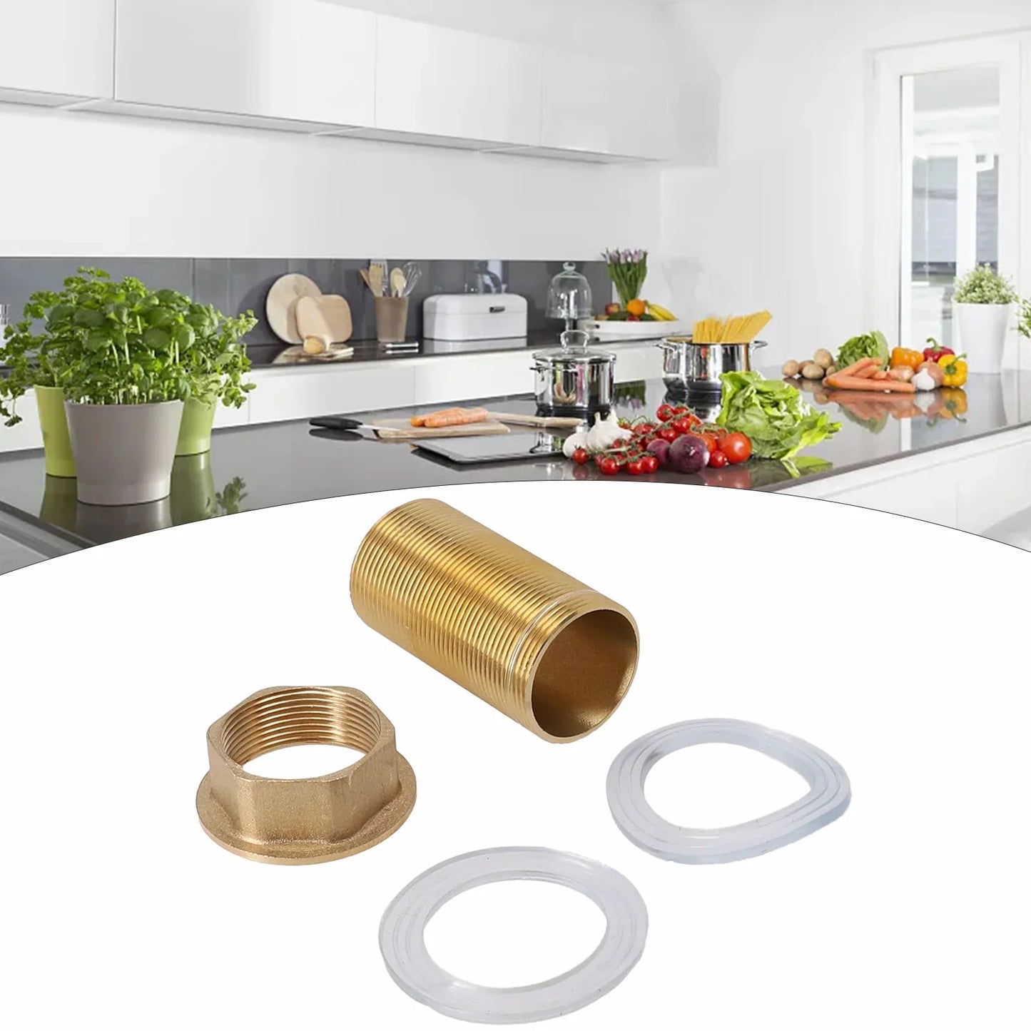 M32 Brass Basin Tap Repair Kit – Threaded Tube, Nut & Gaskets