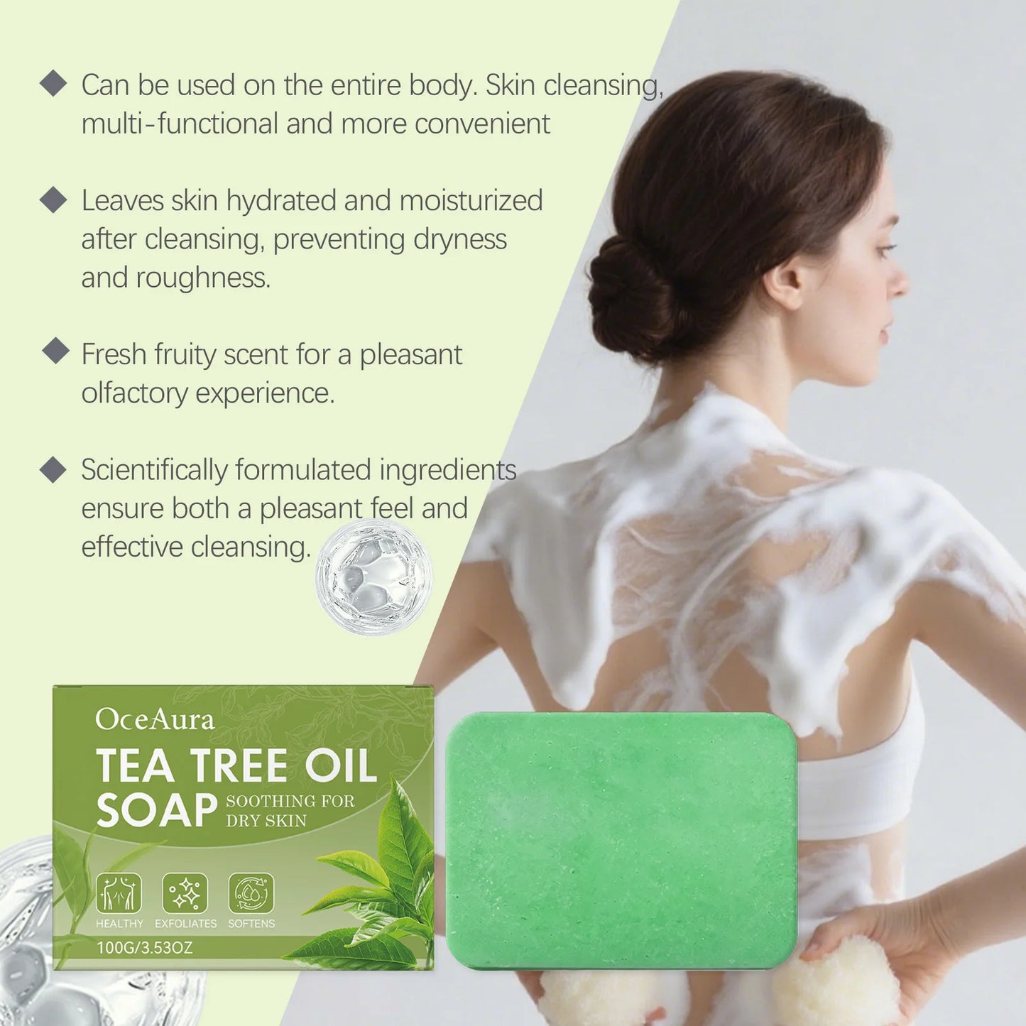 OceAura Tea Tree Soap Bar | Cleanse, Moisturize & Refresh