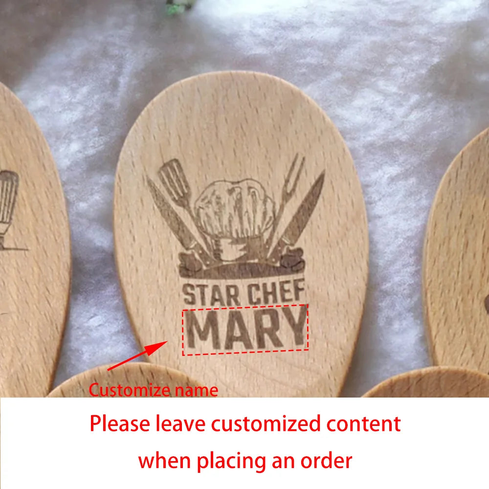 Custom Engraved Wooden Spoon | Personalized Kitchen Gift Engraved Kitchen Utensil Peaceful Pleasures Health and Wellness FCustom Spoon 1Pcs 30x5cm