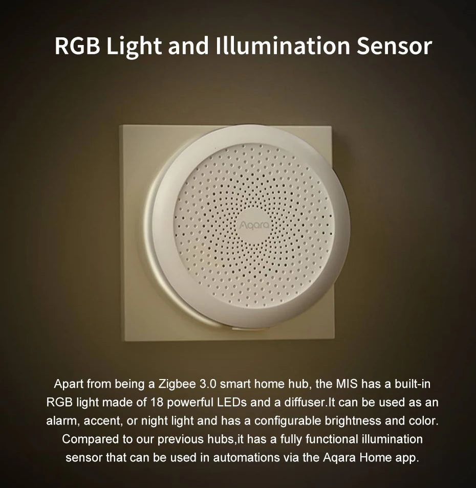 Aqara Gateway M1S Hub ZigBee For Xiaomi Smart Gateway 3 Wireless Connection Alarm System Monitor Remote Work With Mijia Homekit Peaceful Pleasures Health and Wellness