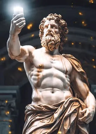 Zeus Greek God Black & White Abstract Canvas Wall Art Print