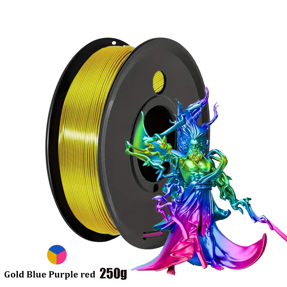 Tri-Tone Silk PLA Filament 1.75mm Aurora Colour Shift 250g×4