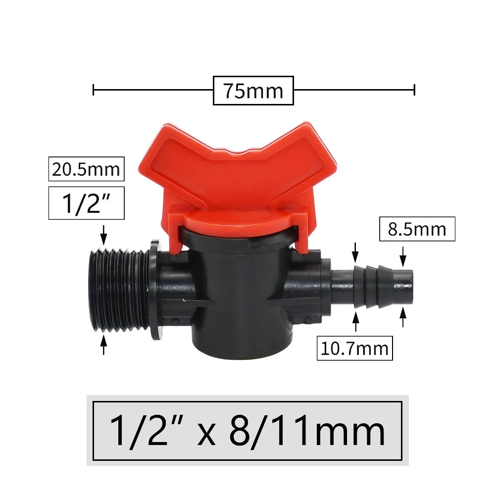 Connectors With 1/2 3/4 Inch Thread Drip Irrigation System Fitting 4/8/10/12/16/20/25mm Hose Barbed Mini Valve Garden Tap Barb Peaceful Pleasures Health and Wellness G