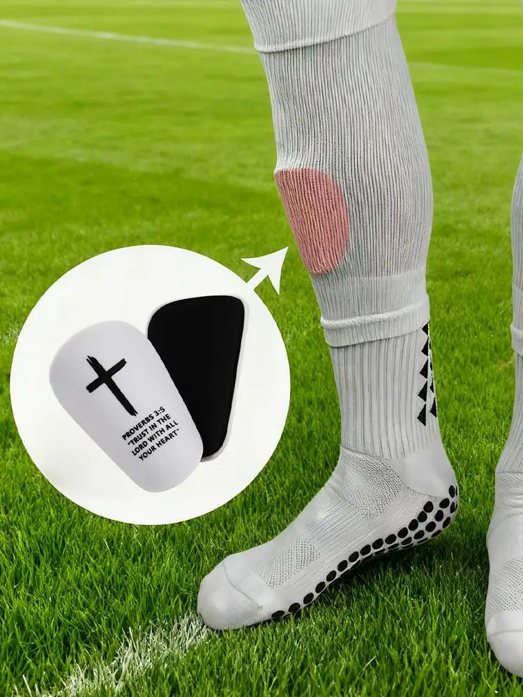 1 Pair Christian Shin Guards with Bible Verse Soccer Football Protective Pads for Adults & Youth, Inspirational Sports Gear Peaceful Pleasures Health and Wellness