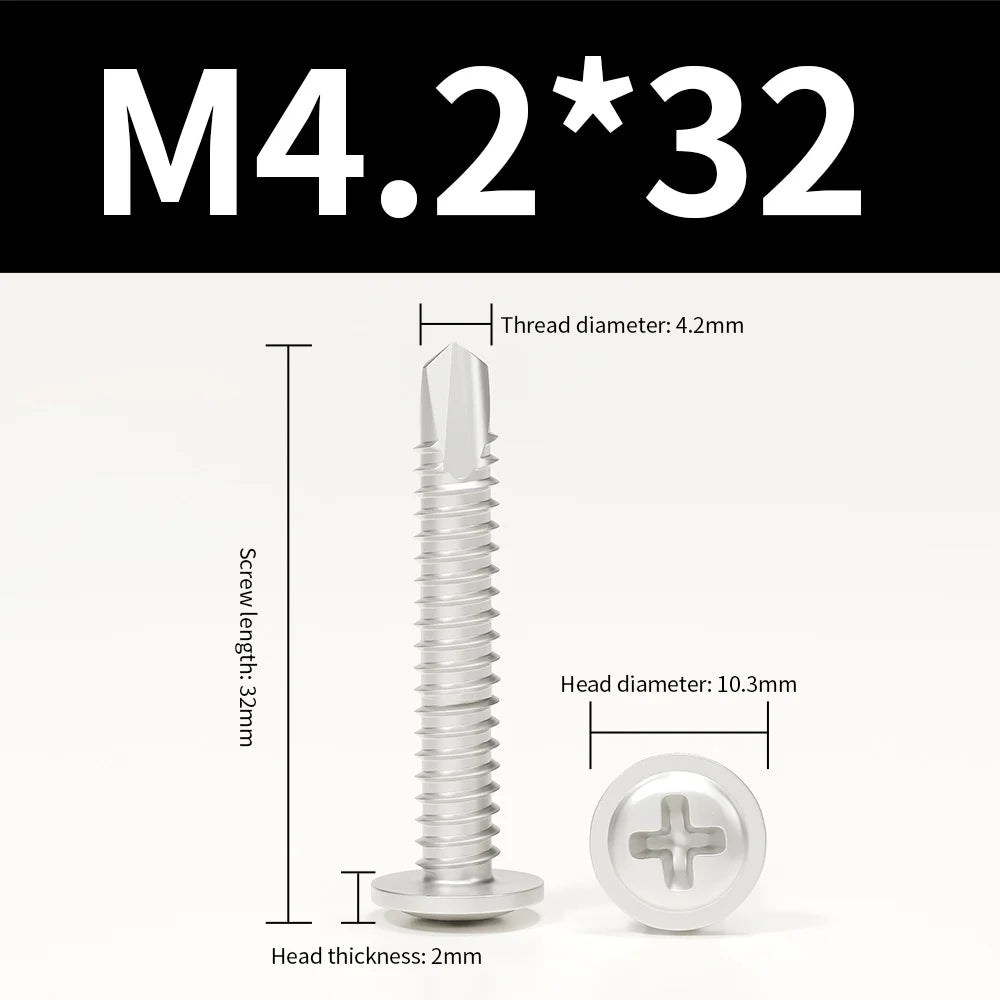 M4.2 Self-Tapping Tek Screws 410 Stainless Steel Truss Head