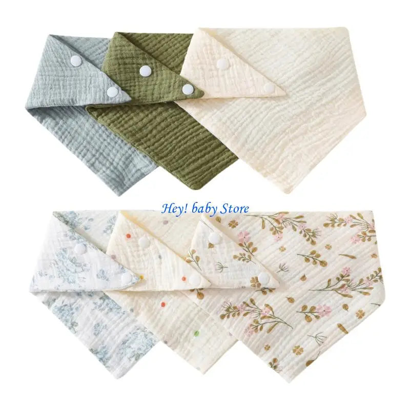 6-Pack Muslin Cotton Baby Bibs – Soft Drool & Feeding Bibs