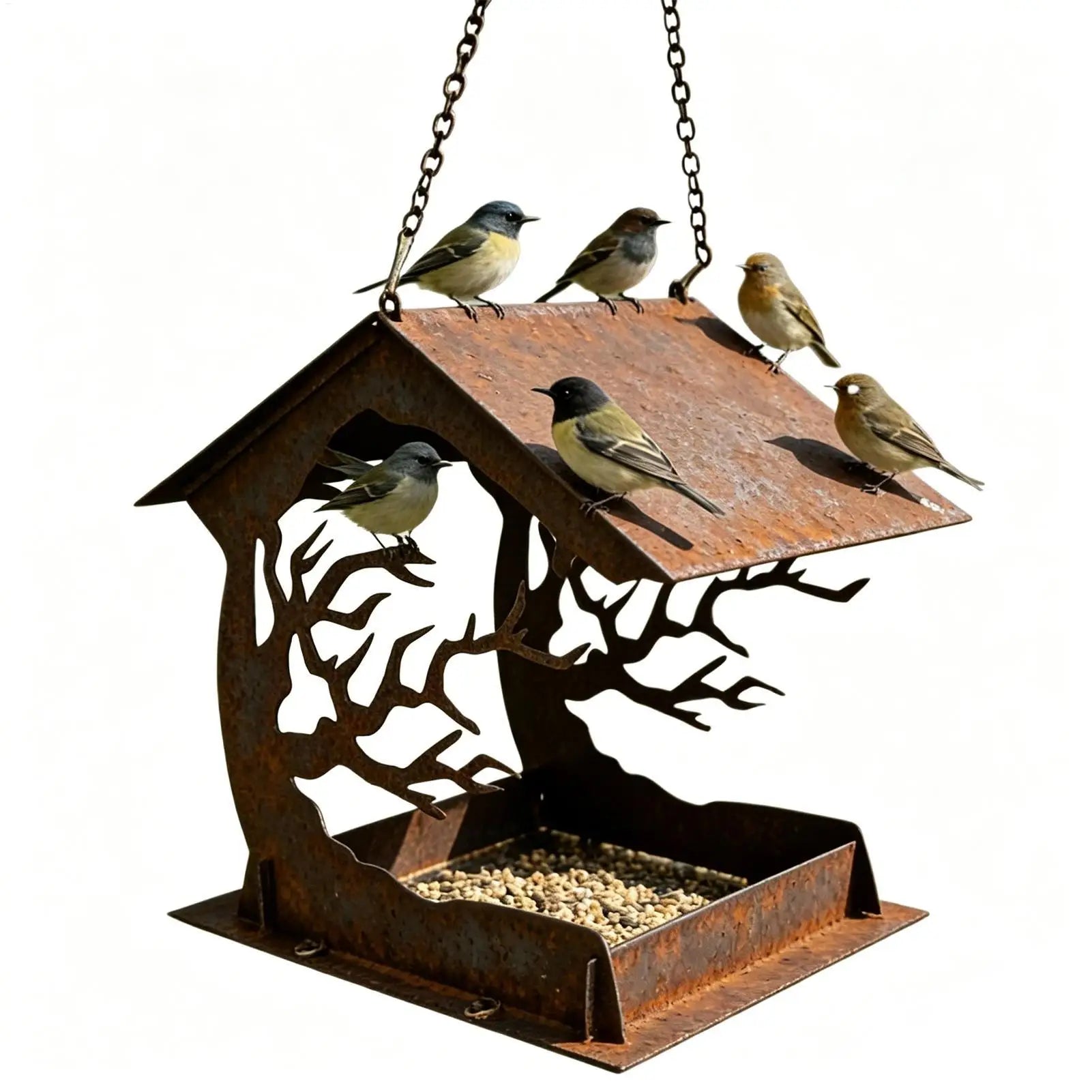 Bird Feeder Rainproof Large Capacity Feeding Dispenser Hangable Bird Feeder for Patio Lawn Backyard Balcony Birdwatching Park Peaceful Pleasures Health and Wellness