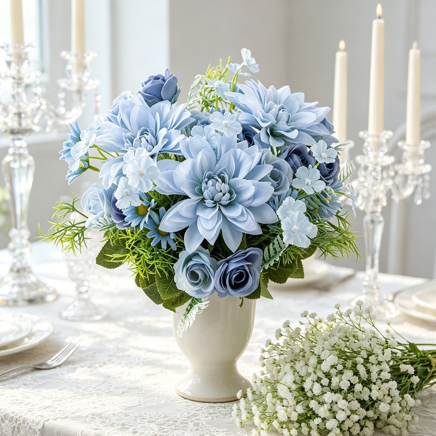 Silk Dahlia Rose Artificial Flower Bouquet | Wedding & Home Decor