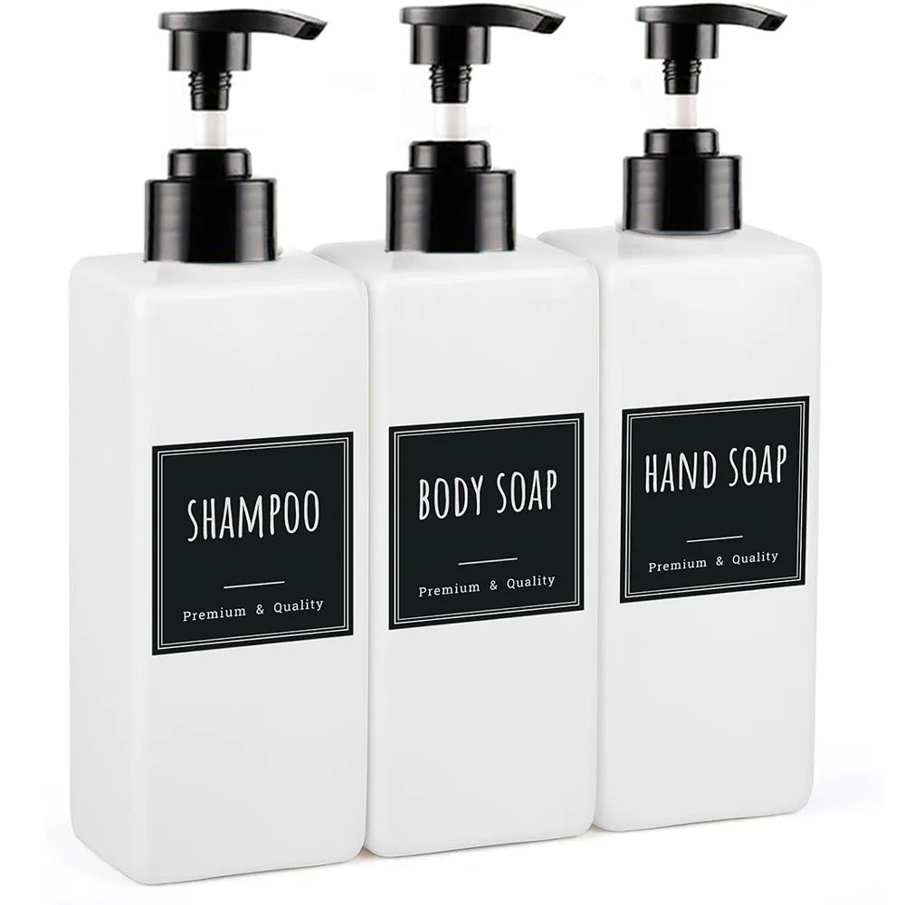 3-Pack 500ml Soap Dispenser Set with Labels | Bathroom