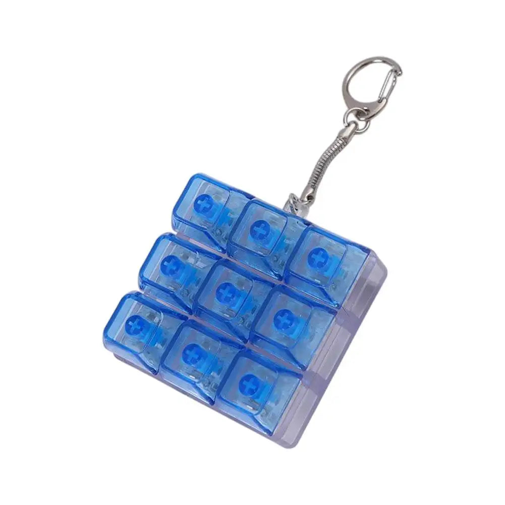 Lightweight Versatile Decompression Keychain Fingertip Press Luminous Button Toy Protable 9-key Keyboard Relieve Anxiety Toys Peaceful Pleasures Health and Wellness blue