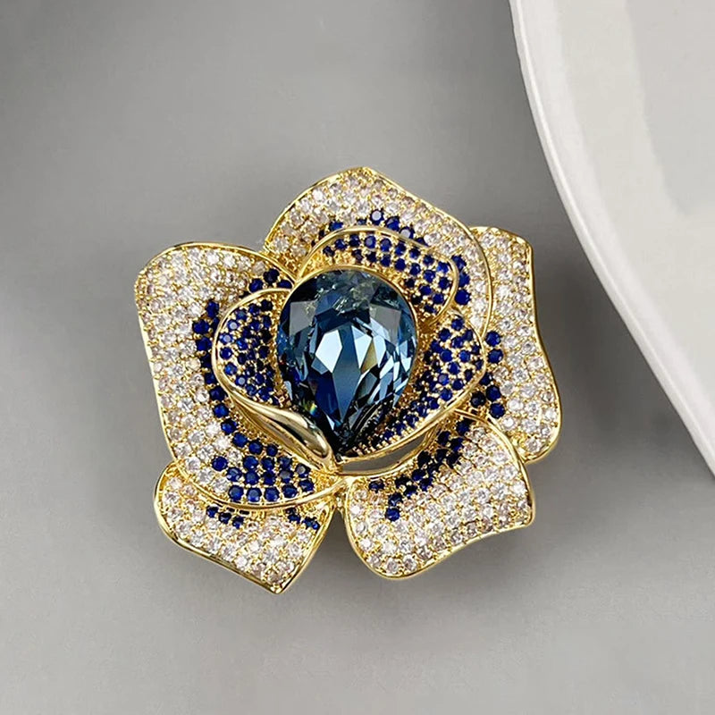 Rhinestone Crystal Flower Brooch for Women | Elegant Pin Crystal Flower Brooch Peaceful Pleasures Health and Wellness A2