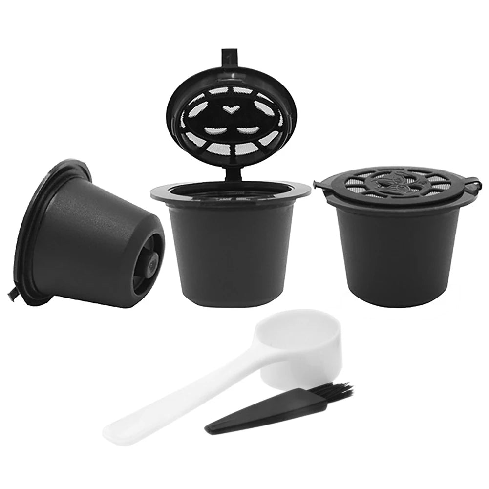 3pcs Refillable Reusable Coffee Capsule Filters for Nespresso Machine Peaceful Pleasures Health and Wellness black