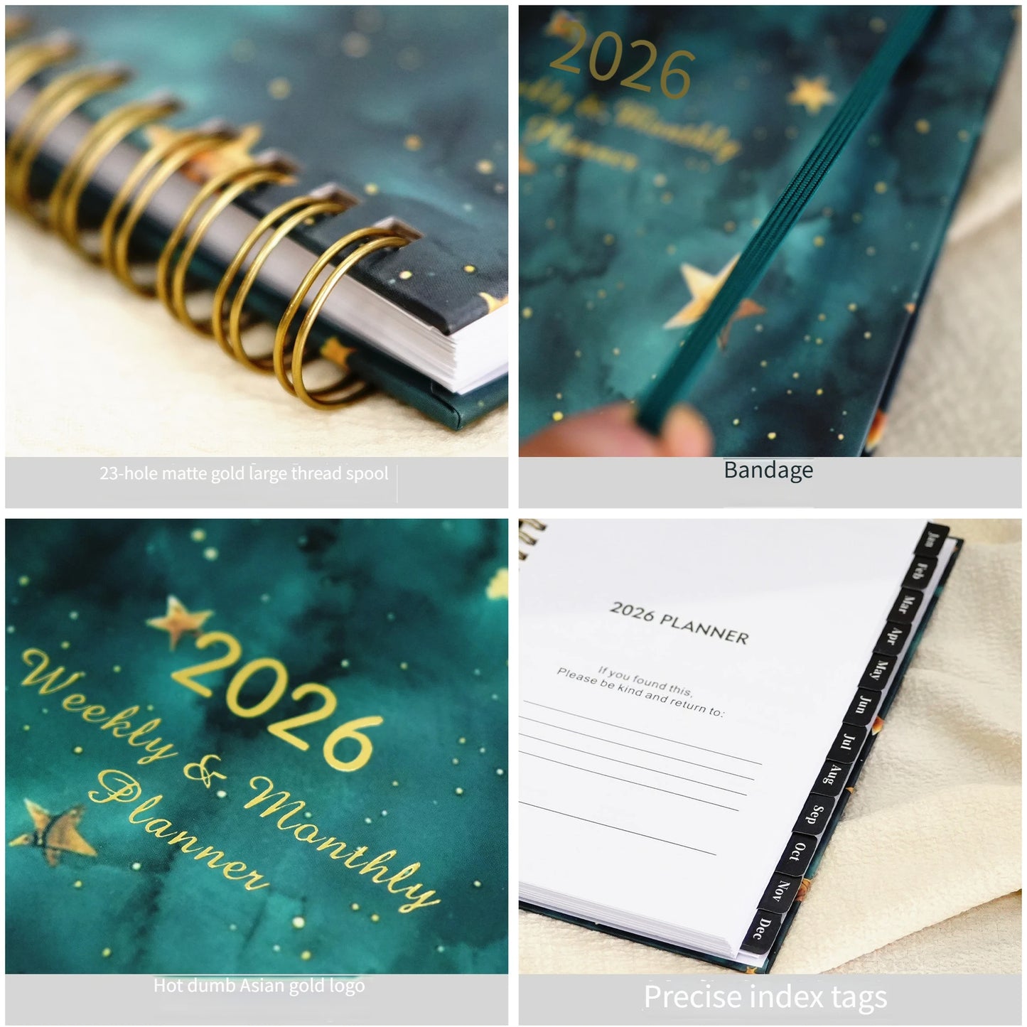 A diary book themed around 2026, featuring elastic bands. It’s perfect for weekly planning, birthday, Christmas, and New Year gi Peaceful Pleasures Health and Wellness