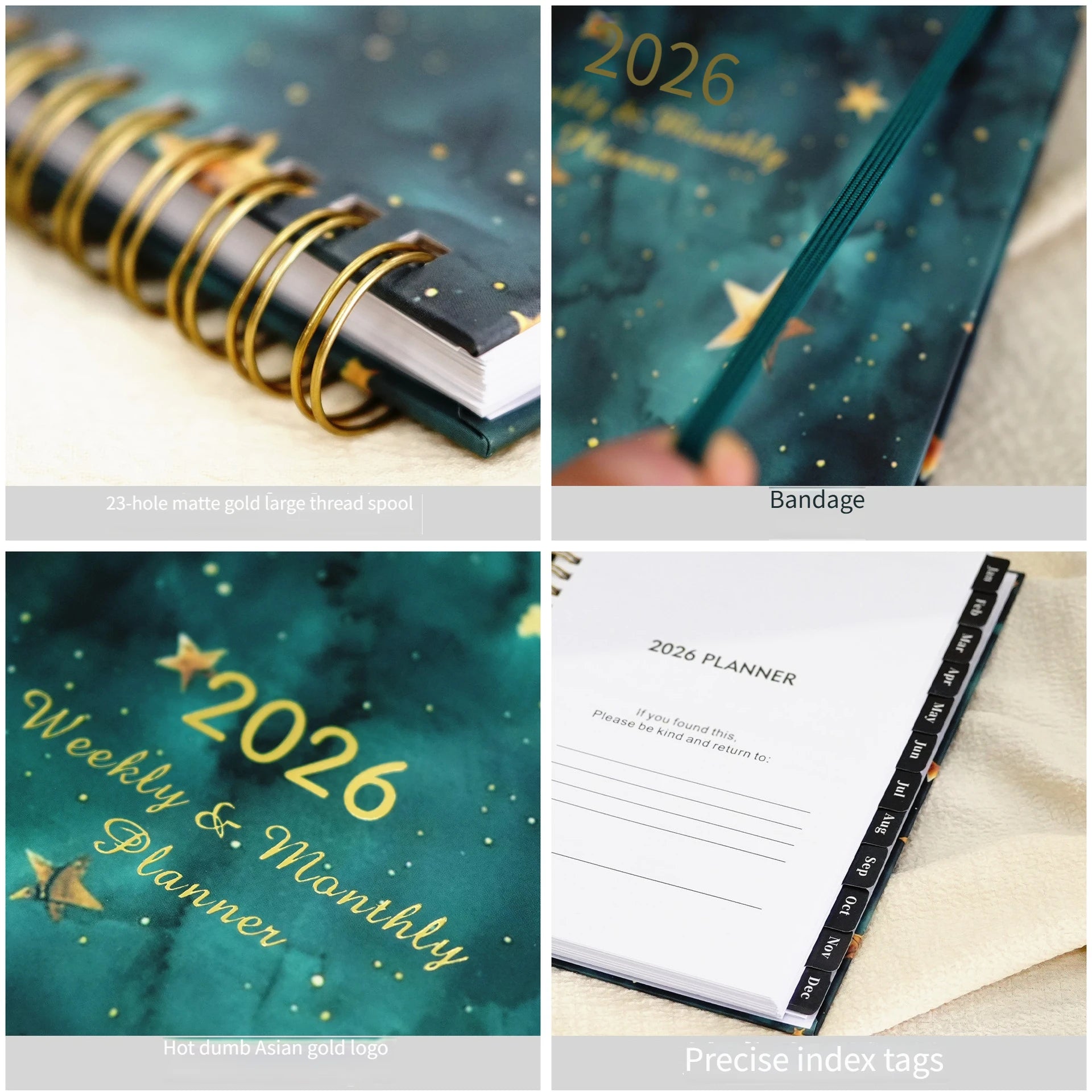 A diary book themed around 2026, featuring elastic bands. It’s perfect for weekly planning, birthday, Christmas, and New Year gi Peaceful Pleasures Health and Wellness