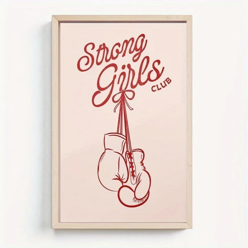 Pink Strong Girls Club Canvas Wall Art Print | Room Decor