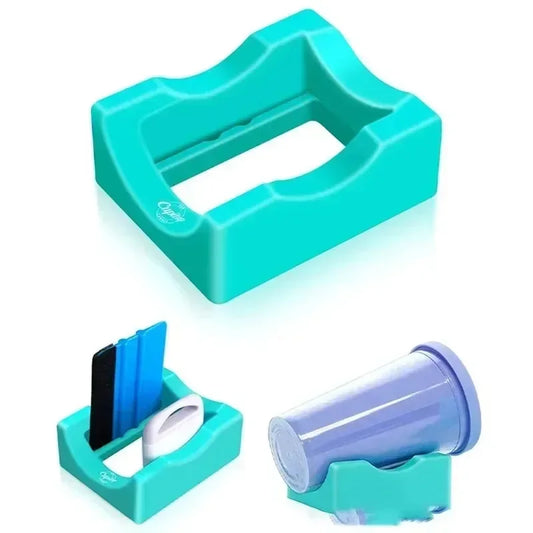 Tumbler Holder For Crafts Decals Tumbler Stand Curvature Supports Cup Holder With Builts-In Slot Mug Glass Silicone Cup Cradle Peaceful Pleasures Health and Wellness