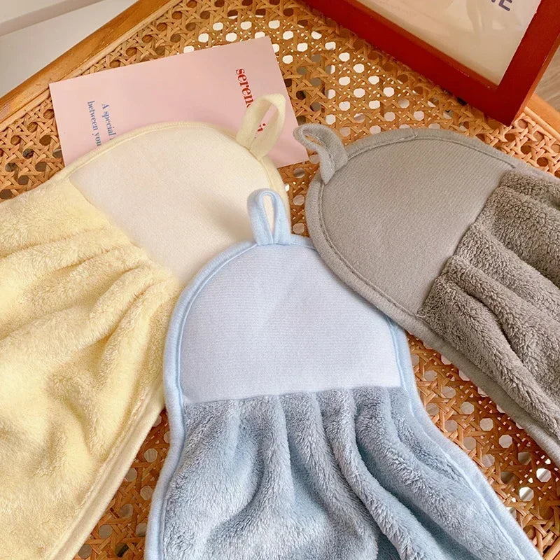 Cute Animal Kids Hand Towels – Soft Coral Fleece Duck & Penguin