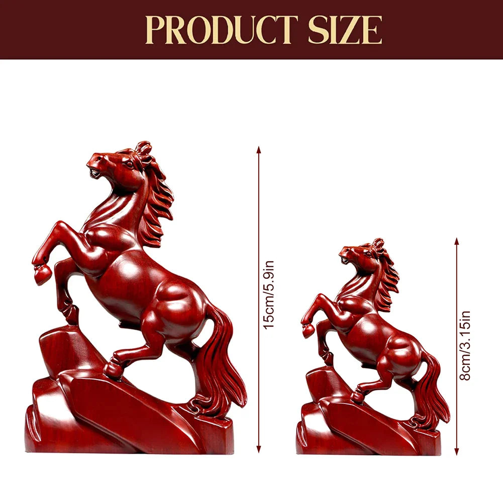 2026 Year of the Horse Figurine | Chinese New Year Wood Statue
