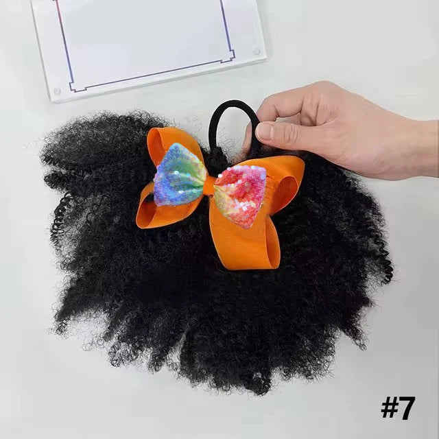 2pcs/pack Soft cute 4inch puff elastic band twist ponytail go afro kinky marley bouncy feel like natural human for baby girls Peaceful Pleasures Health and Wellness Large colors 7 CN