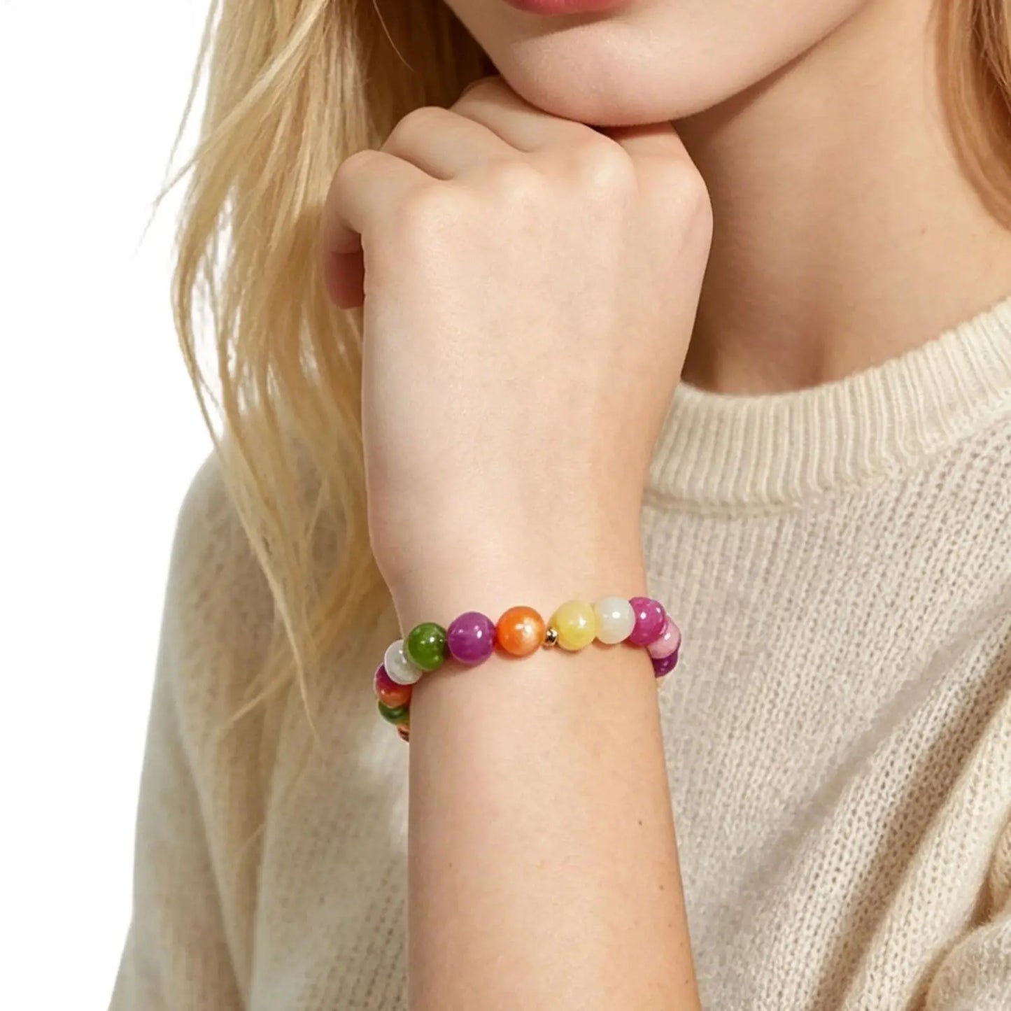 UV Reactive Rainbow Beaded Choker & Bracelet | Color-Shifting