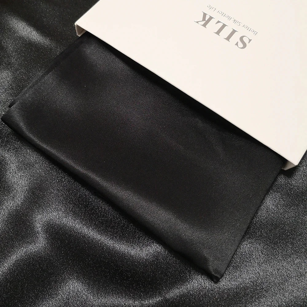 22 Momme 100% Mulberry Silk Pillowcase - Double Sided Solid Pure Silk Pillow Cover with Hidden Zipper - Grade 6A Luxury Bedding Peaceful Pleasures Health and Wellness black 40x60CM