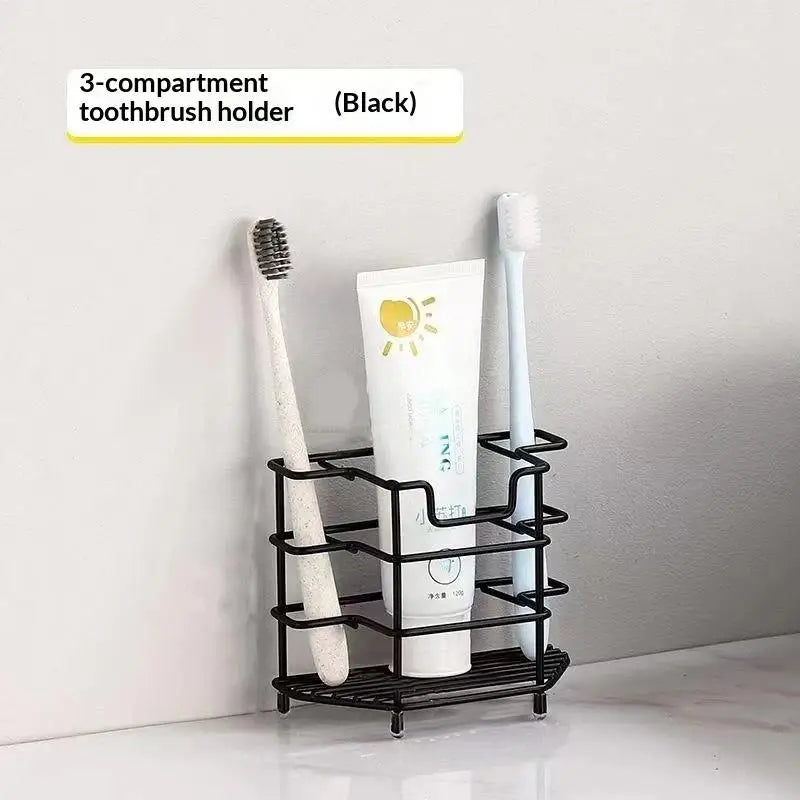 Stainless Steel Toothbrush Holder & Bathroom Organizer Bathroom Organizer Peaceful Pleasures Health and Wellness Black