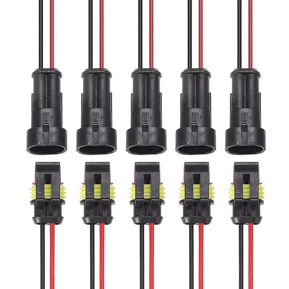 Waterproof 2 Pin Wire Connectors - Automotive Connector Kit for Car, Truck, Motorcycle, Marine Boat, Quick Connect Replacement Peaceful Pleasures Health and Wellness Black 10PCs (5pairs)