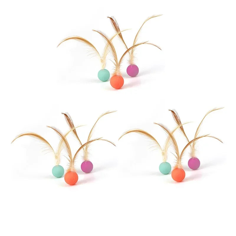 Interactive Feather Elastic Ball Toy for Cats & Dogs Interactive Pet Toy Peaceful Pleasures Health and Wellness
