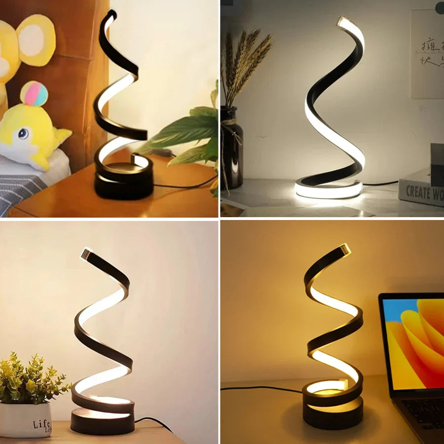 GGBEE Spiral USB LED Desk Lamp – 3 Color Dimmable Light