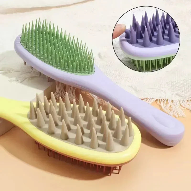 Two-Sided Silicone Scalp Massage Brush & Body Scrubber Scalp Massage Brush Peaceful Pleasures Health and Wellness