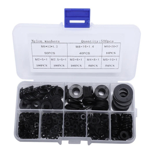 Nylon Flat Washer Assortment Kit M2–M10 | 500-Piece with Box Washer Assortment Kit Oasis Select China Mainland