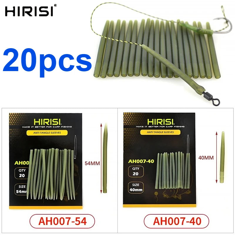 HIRISI 20Pcs Carp Fishing Anti-Tangle Sleeves, Hook Connection Protective Tubing, Practical Terminal Tackle Accessories Peaceful Pleasures Health and Wellness
