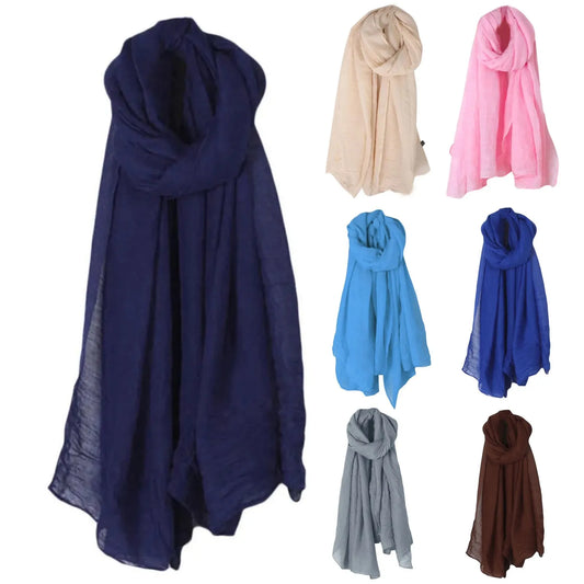Fashion New 16 Colors Women Long Scarf Wrap Scarves Vintage Cotton Linen Large Shawl Hijab Elegant Solid Black Red White Peaceful Pleasures Health and Wellness