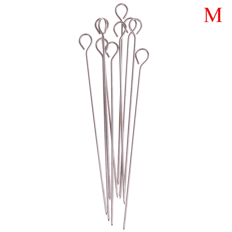 10-Pack Stainless Steel BBQ Skewers – Round Roasting Needles