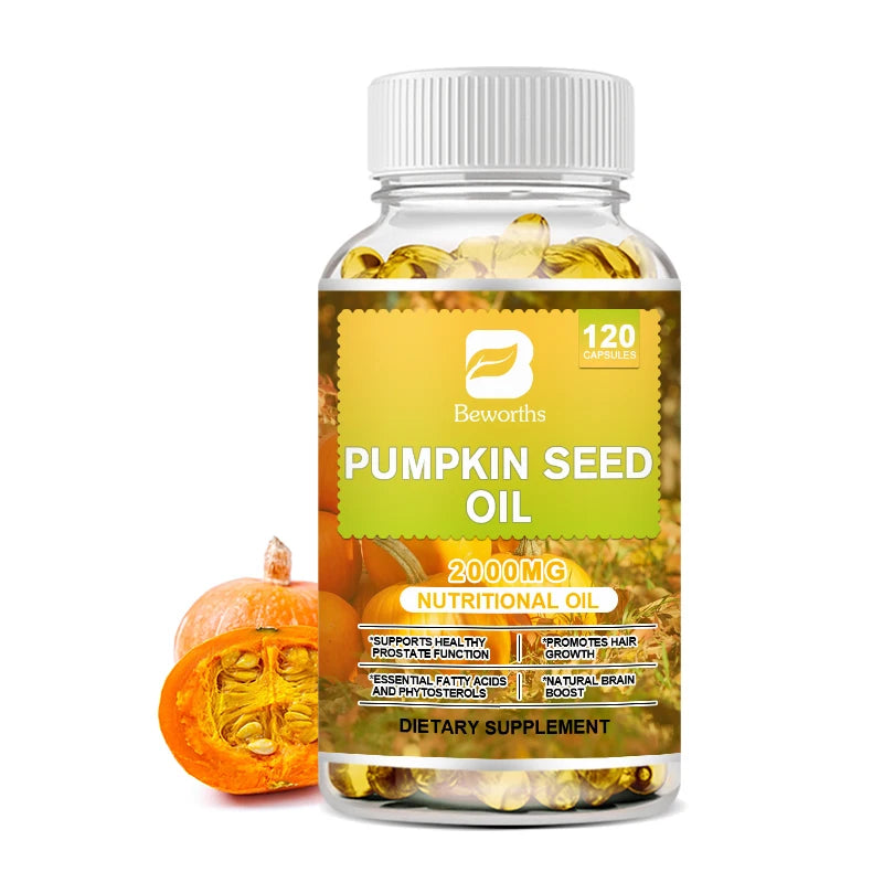 Pumpkin Seed Oil 2000mg Capsules with Saw Palmetto – 120ct Peaceful Pleasures Health and Wellness 120pcs 1bottle United States