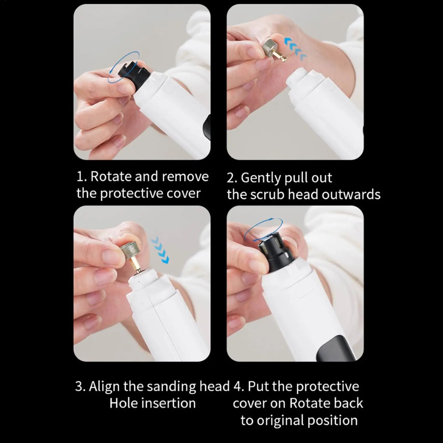 Quiet Nail Grinder for Dogs USB Rechargeable Double LED Lights 6-Speed Dog Electric Nail Grinder for Home Salon Travel Outdoor Peaceful Pleasures Health and Wellness
