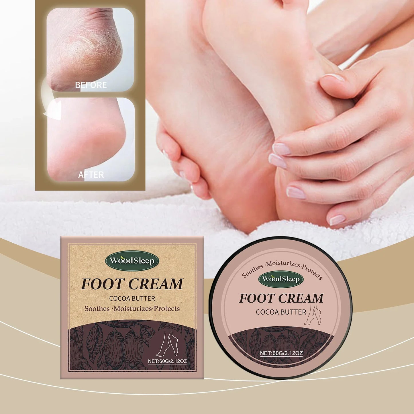WOODSLEEP Exfoliating Foot & Hand Cream – Moisturising 60g