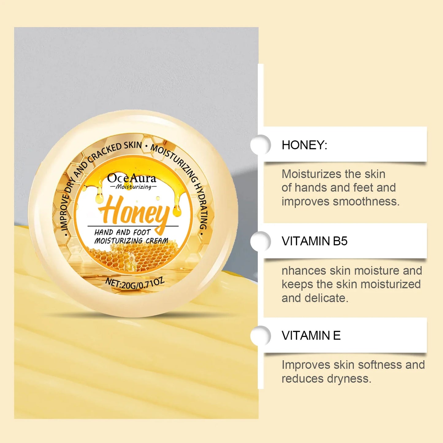 OceAura Honey Hand & Foot Cream – Moisturizing, 20g