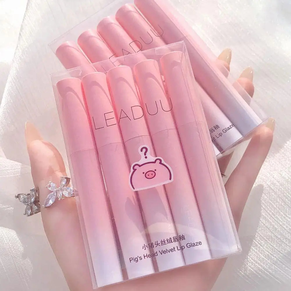 5-Color Matte Velvet Lip Glaze Set – Waterproof & Long-Lasting