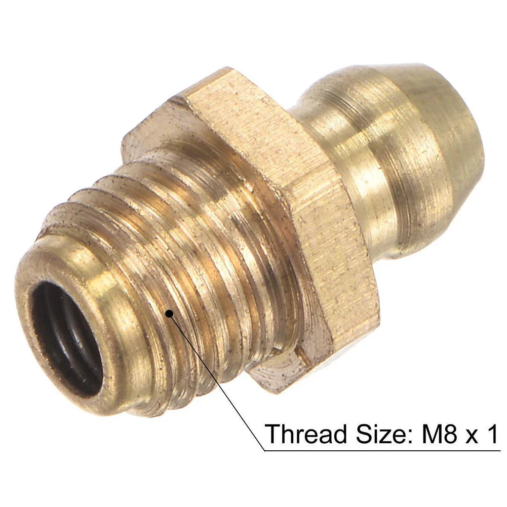 5-Pack Brass Straight Grease Fittings – M8x1mm Thread Nipples