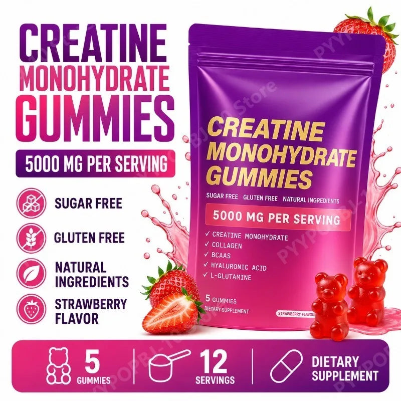 Creatine Monohydrate Gummies w/ Collagen, Biotin & Vitamin D3