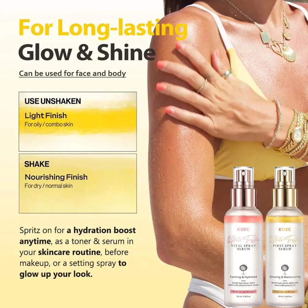 Korean White Truffle Extract First Spray Glowing Facial Serum Vitamin E Antioxidant Face Repair Essence Portable Skincare Makeup Peaceful Pleasures Health and Wellness