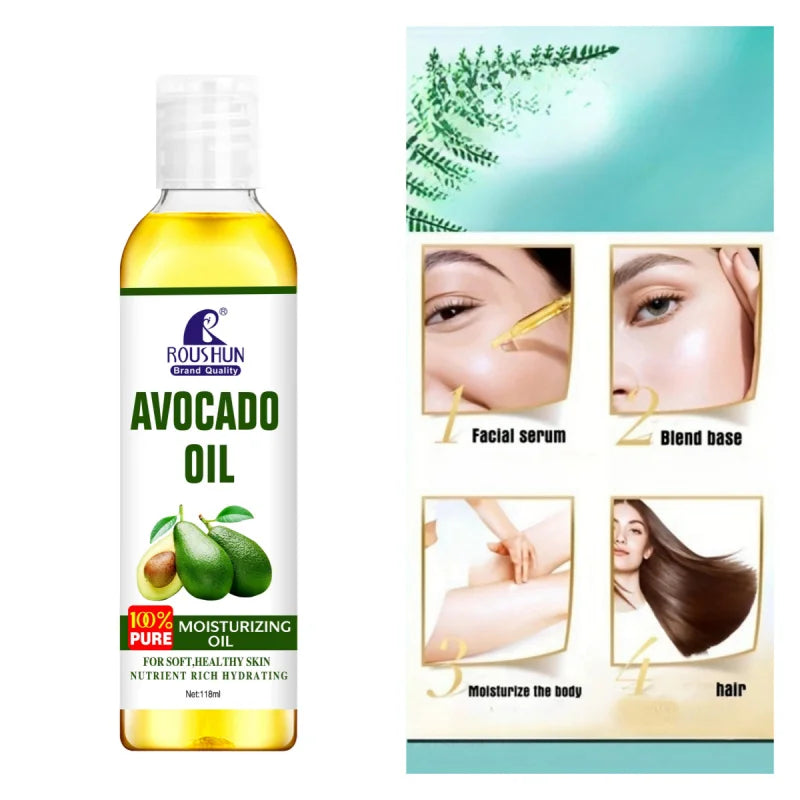 118ml Avocado Body Oil Moisturizing and Nourishing Skin Large Capacity Full Body Essential Oil for Body, Face, Hand, Lip, Eye， Peaceful Pleasures Health and Wellness