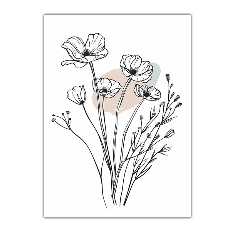 Botanical Flower Canvas Wall Art | Nordic Minimalist Print Canvas Wall Art Peaceful Pleasures Health and Wellness 07 50x70cm NoFrame China Mainland