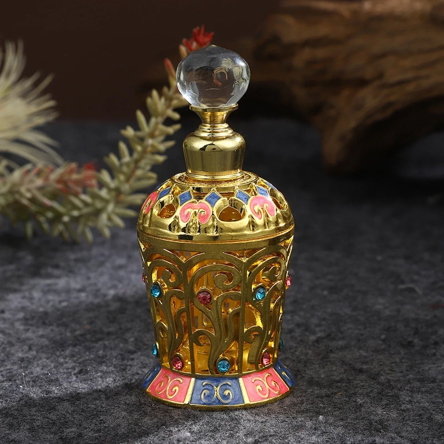 12ml Golden Enamel Crystal Glass Refillable Perfume Bottle