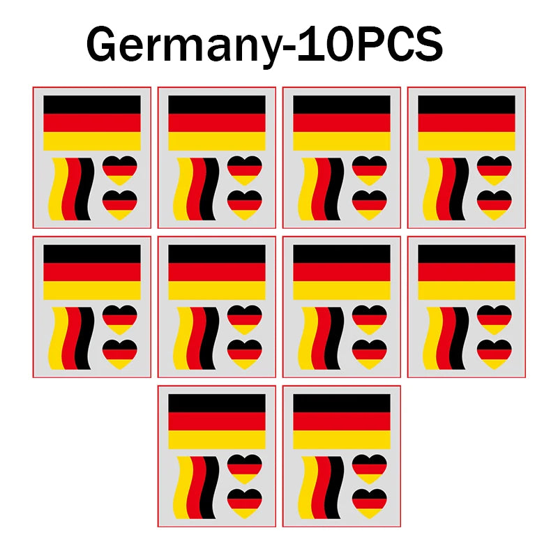 Waterproof Flag Tattoo Stickers – Brazil, USA & Germany Fans