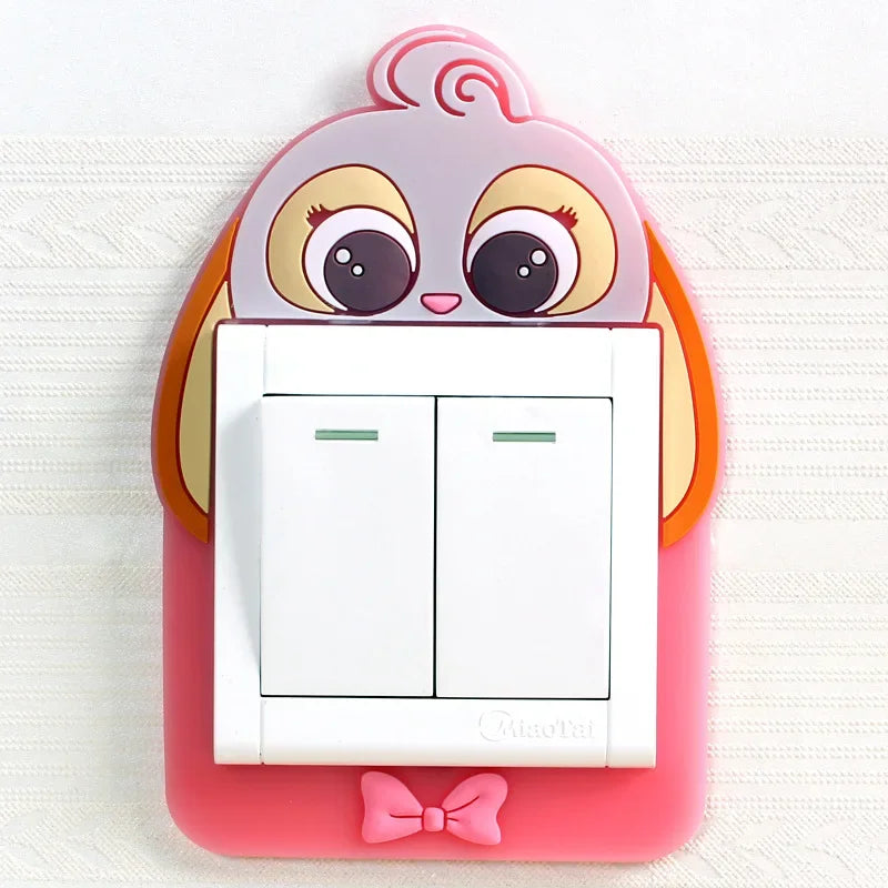 1pcs Children Bedroom Switch Stickers Home Decoration Luminous Silicone Switch Covers Kawaii Cartoon Animals Switch 3D Stickers Peaceful Pleasures Health and Wellness type17